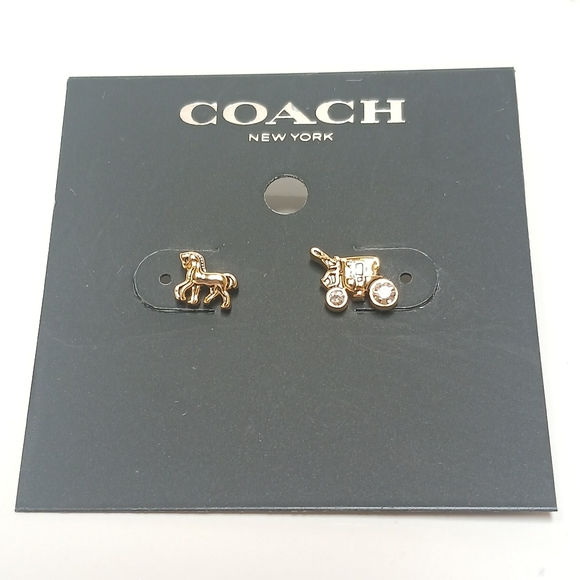 NWT Coach Horse & Carriage Stud Earrings - Picture 2 of 3